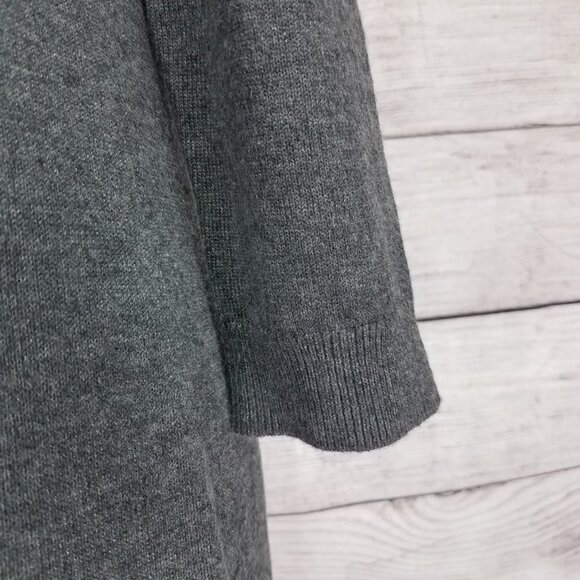 Ann Taylor M 3/4 Sleeves Knit Sweater Dress Embellished Gray - Picture 4 of 9